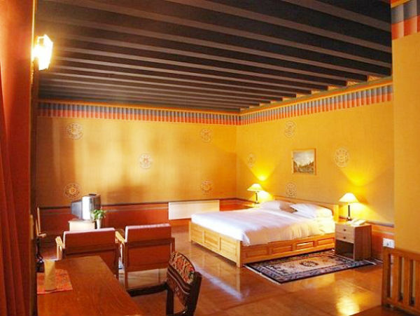 Bedroom interior at Hotel Olathang